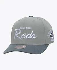 Mitchell & Ness Men's Gray Cincinnati Reds Cooperstown Thunderstorm Head Coach Pro-Crown Adjustable Hat