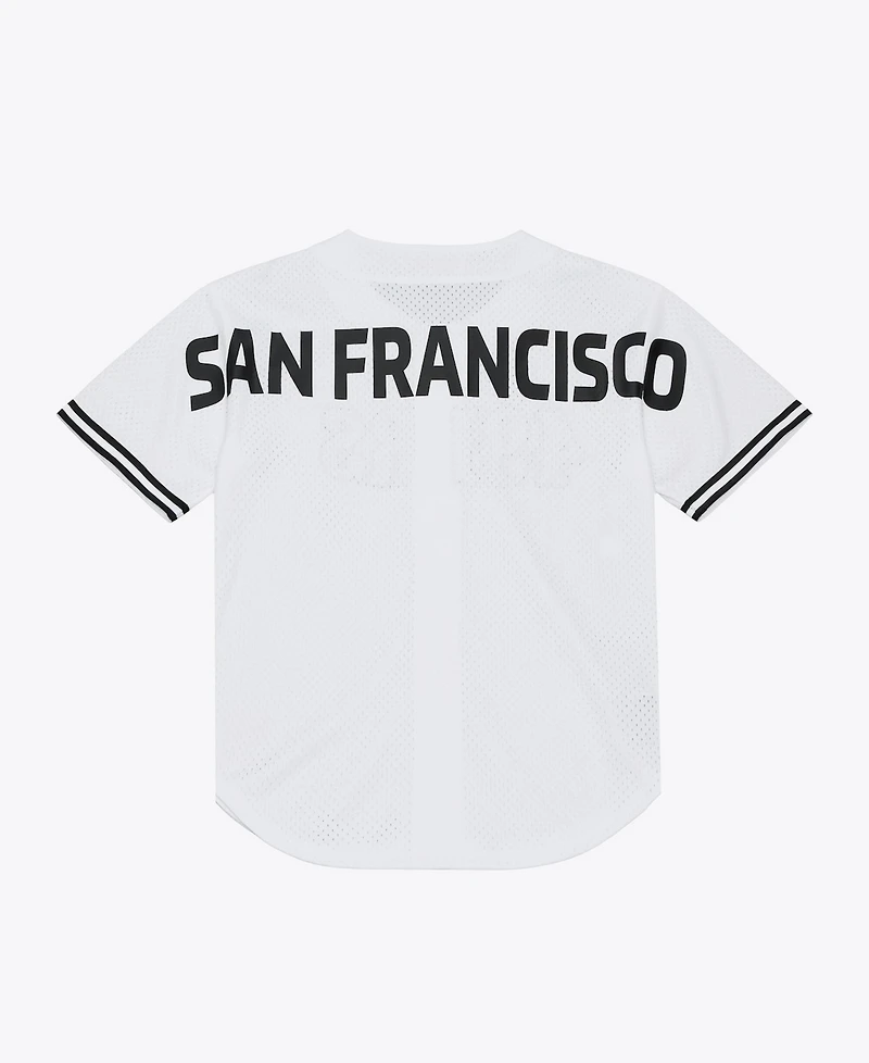 Mitchell & Ness Men's White San Francisco 49ers Monochrome Mesh Full-Button Baseball Jersey