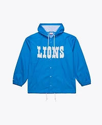Mitchell & Ness Men's Blue Detroit Lions Coaches Full-Snap Hooded Windbreaker Jacket