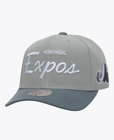 Mitchell & Ness Men's Gray Montreal Expos Cooperstown Thunderstorm Head Coach Pro-Crown Adjustable Hat