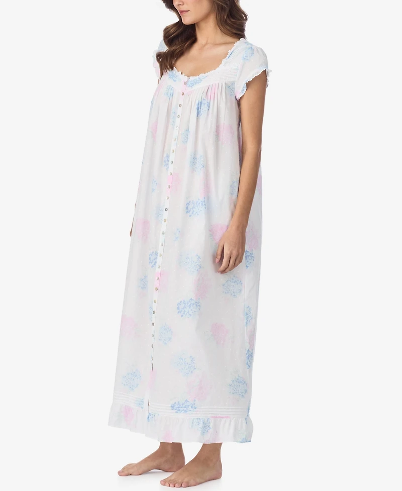 Eileen West Women's Floral Cap-Sleeve Ballet Nightgown