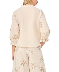 Vince Camuto Women's Cotton Split Neck Self-Tie Top