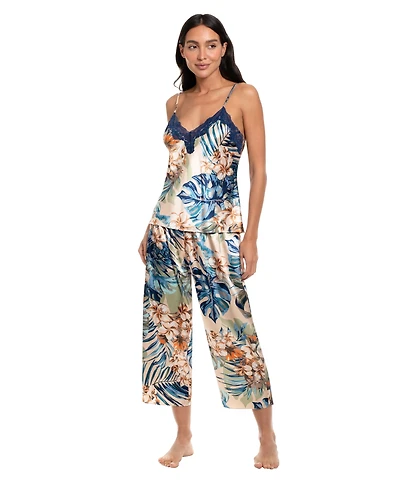 Linea Donatella Women's Printed Top and Cropped Pants, 2-Piece Set