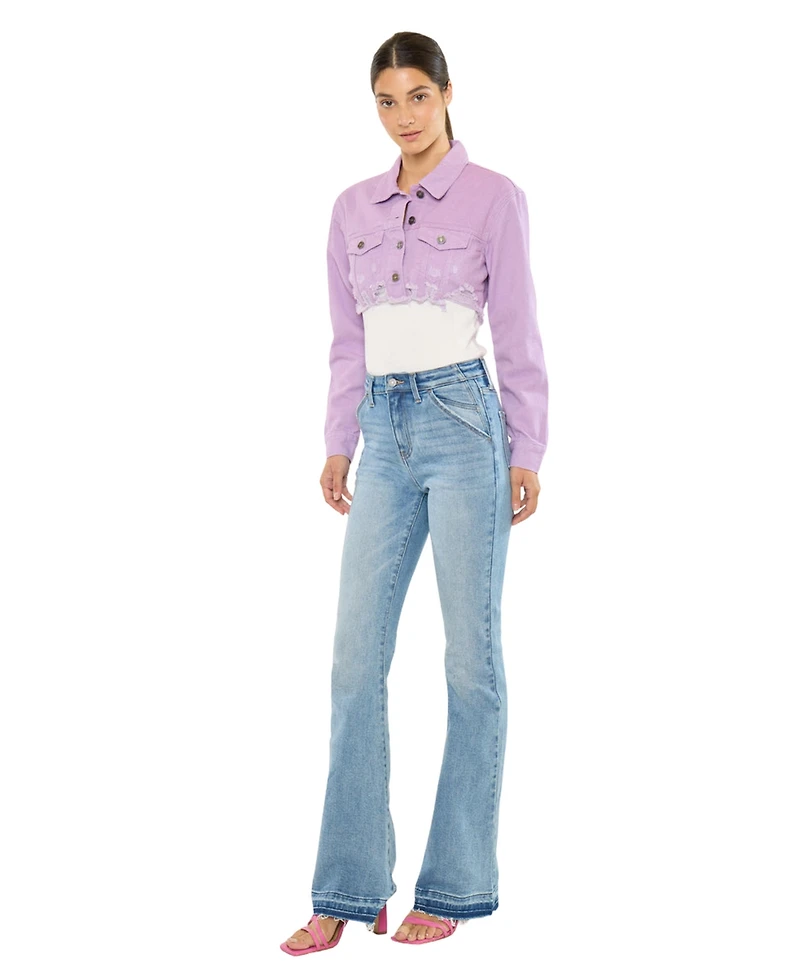 KanCan Women's Usa Aimmes High Rise Flare Jeans