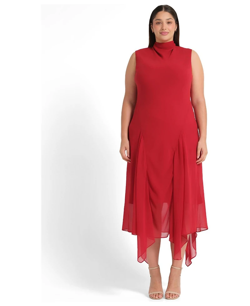 Estelle Women's Holly Halter Assymetric Sheath Midi Dress