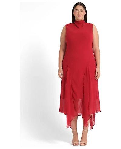 Estelle Women's Holly Halter Assymetric Sheath Midi Dress