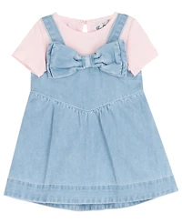 Rare Editions Baby Girls' Denim Bow Jumper and Bodysuit, 2-Piece Set