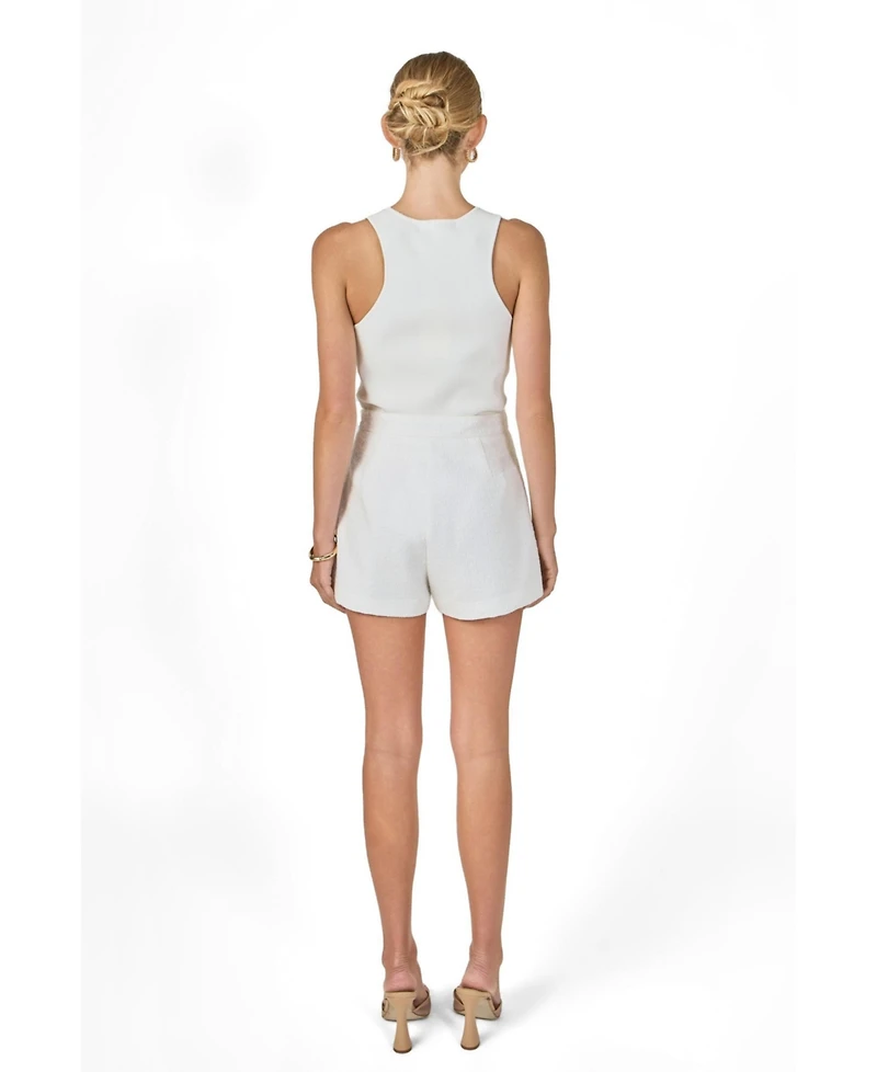 endless rose Women's Embroidred High Waisted Shorts