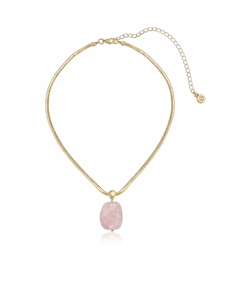 Ettika Gold-Plated Rose Pendant Snake Chain Necklace
