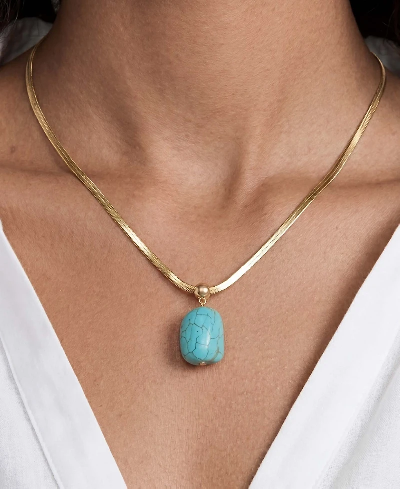 Ettika Gold-Plated Turquoise Pendant Snake Chain Necklace