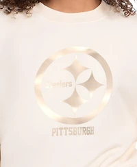 Starter Women's Cream Pittsburgh Steelers Travel Pastels Boxy Fleece Sweatshirt