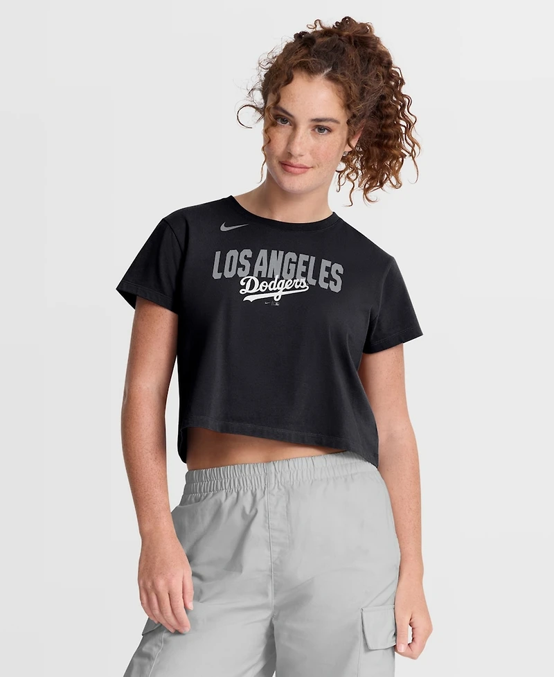 Nike Women's Black Los Angeles Dodgers Mod Cropped T-Shirt