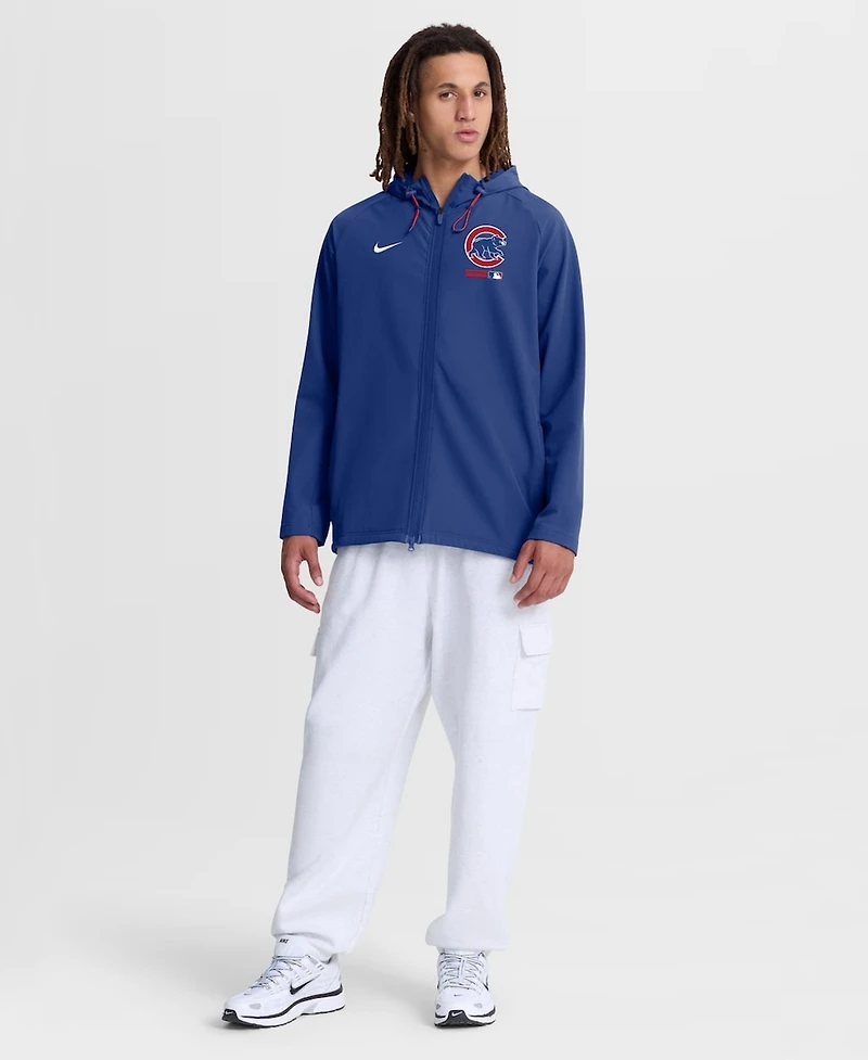 Nike Men's Royal Chicago Cubs Authentic Collection Raglan Therma-fit Full-Zip Hooded Jacket