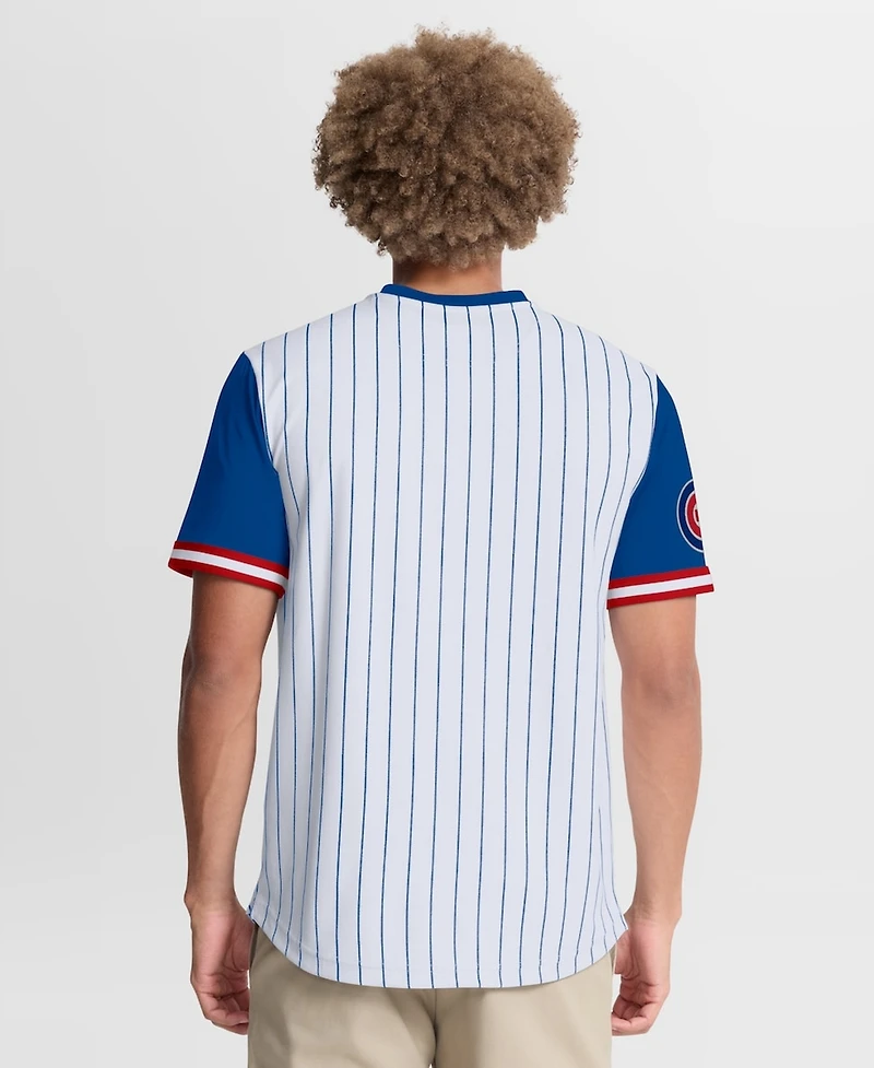 Fanatics Men's White/Royal Chicago Cubs Pinstripe Walk Off Shirt