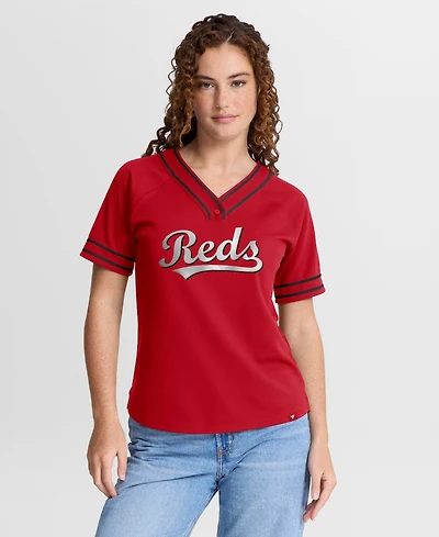 Fanatics Women's Red Cincinnati Reds Diva Race Ahead Raglan V-Neck T-Shirt