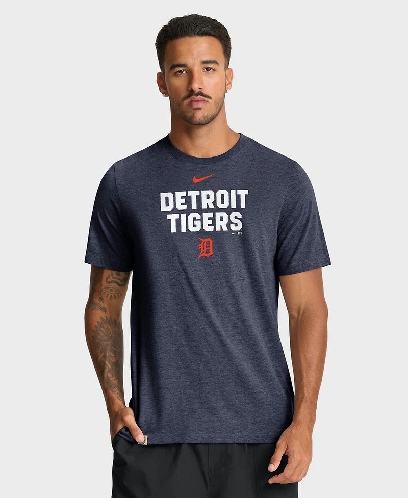 Nike Men's Heather Navy Detroit Tigers Stacked Tri-Blend T-Shirt