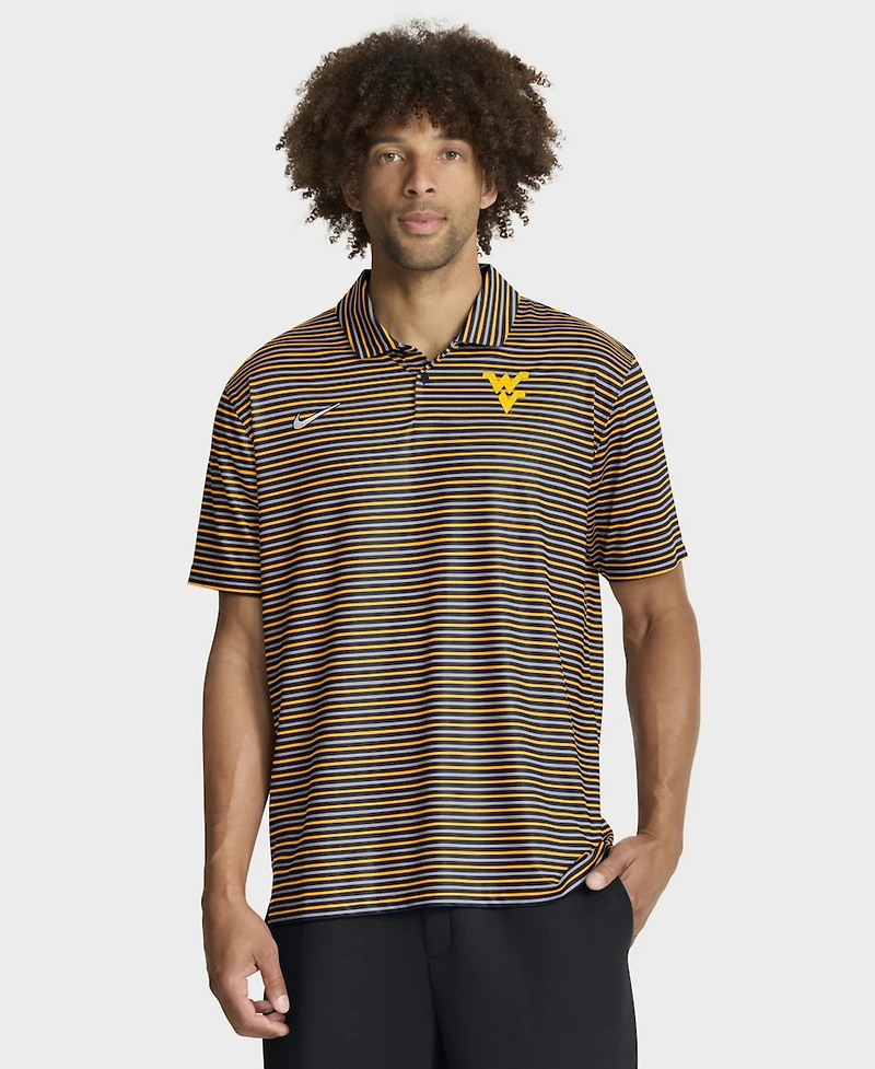 Nike Men's Gold West Virginia Mountaineers 2025 Coaches Premium Tour Stripe Dri-fit Polo Shirt