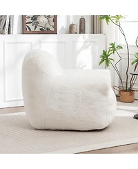 Rainsken Bean Bag Chair, Faux Fur Bean Bag Chair, with Filler Included, Soft Beanbag Chairs, Ergonomic, for Bedroom and Living Room