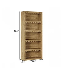 Slickblue 5-Tier Modern Bookcase with Decorative Scalloped Shelves for Living Room