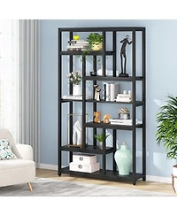 Slickblue Large 7-Tier Bookcase with 10 Open Display Shelves for Books and Decor