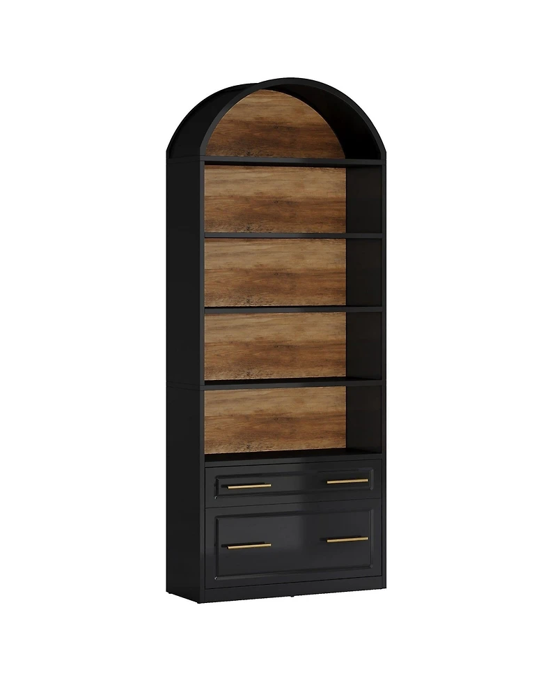 Slickblue 5 Tier Storage Bookshelf with File Drawer and Open Shelves