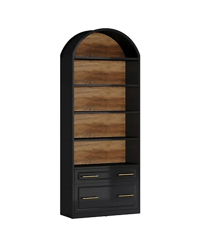 Slickblue 5 Tier Storage Bookshelf with File Drawer and Open Shelves
