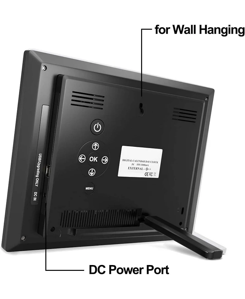 Jall 8 Inch Large Screen Digital Calendar Clock - Multiple Alarms (2 to 5) Auto Dimming Am Pm Clear Digits