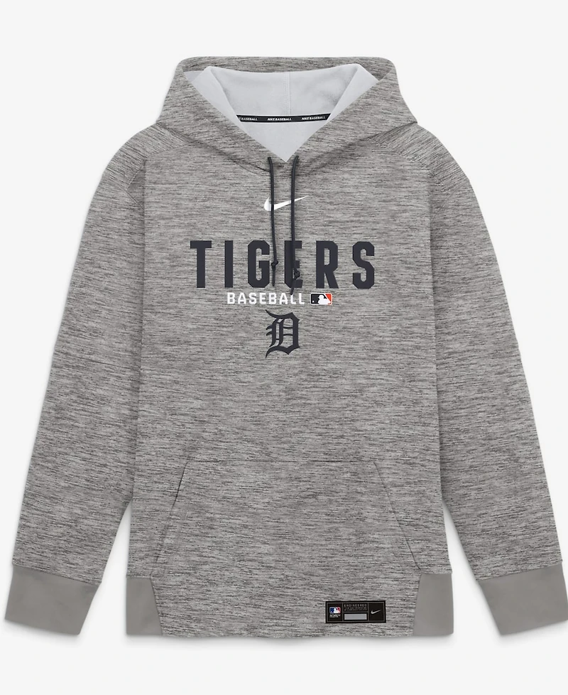Nike Men's Heather Charcoal Detroit Tigers Authentic Collection Therma-fit Hoodie