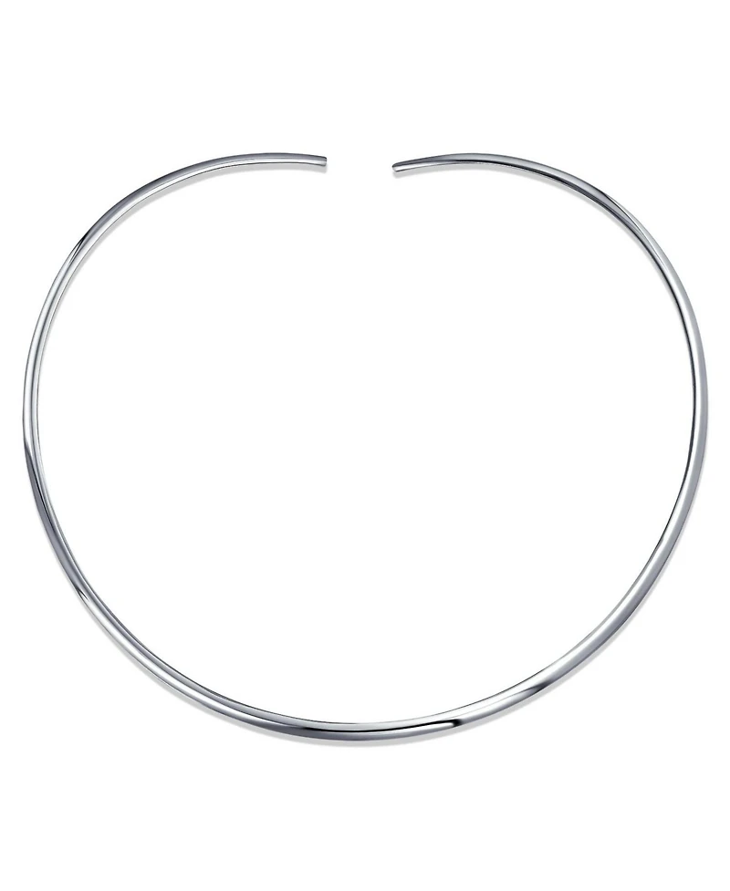 Bling Jewelry Collar Necklace Flat Slider Contoured Curved .925 Sterling Silver 3MM