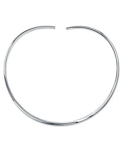 Bling Jewelry Collar Necklace Flat Slider Contoured Curved .925 Sterling Silver 3MM