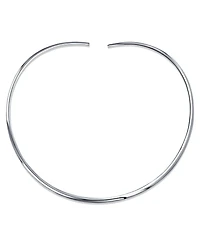 Bling Jewelry Collar Necklace Flat Slider Contoured Curved .925 Sterling Silver 3MM