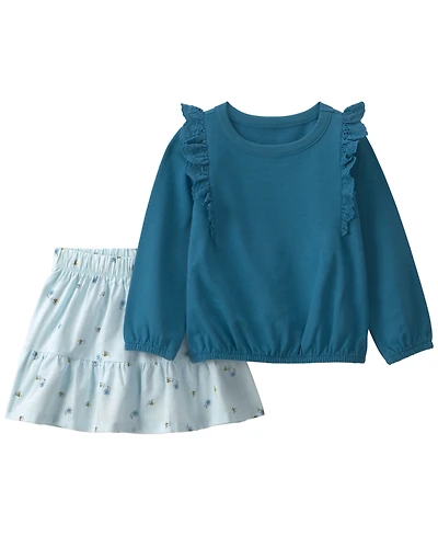 Carter's Toddler Girls' 2T-5T Bee French Terry Sweatshirt and Skort, 2-Piece Set