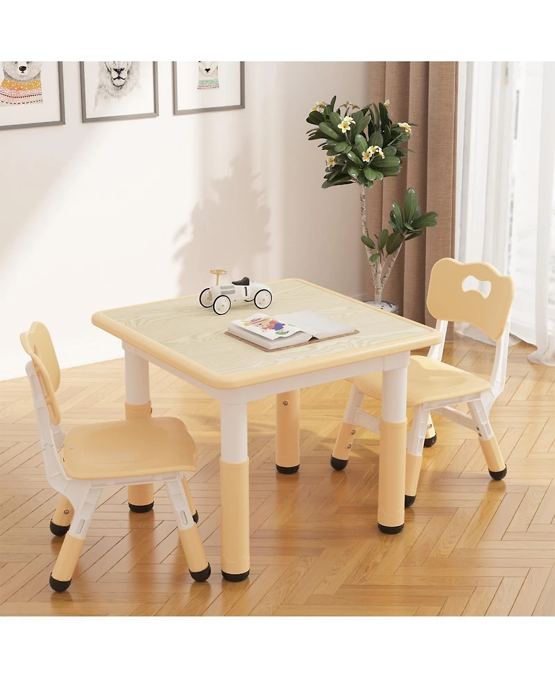 homfan Height Adjustable Toddler Table with 4 Chairs, Multi-use Kids Play Furniture for Reading, Drawing, Dining and Daily Games