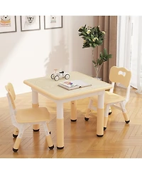 homfan Height Adjustable Toddler Table with 4 Chairs, Multi-use Kids Play Furniture for Reading, Drawing, Dining and Daily Games