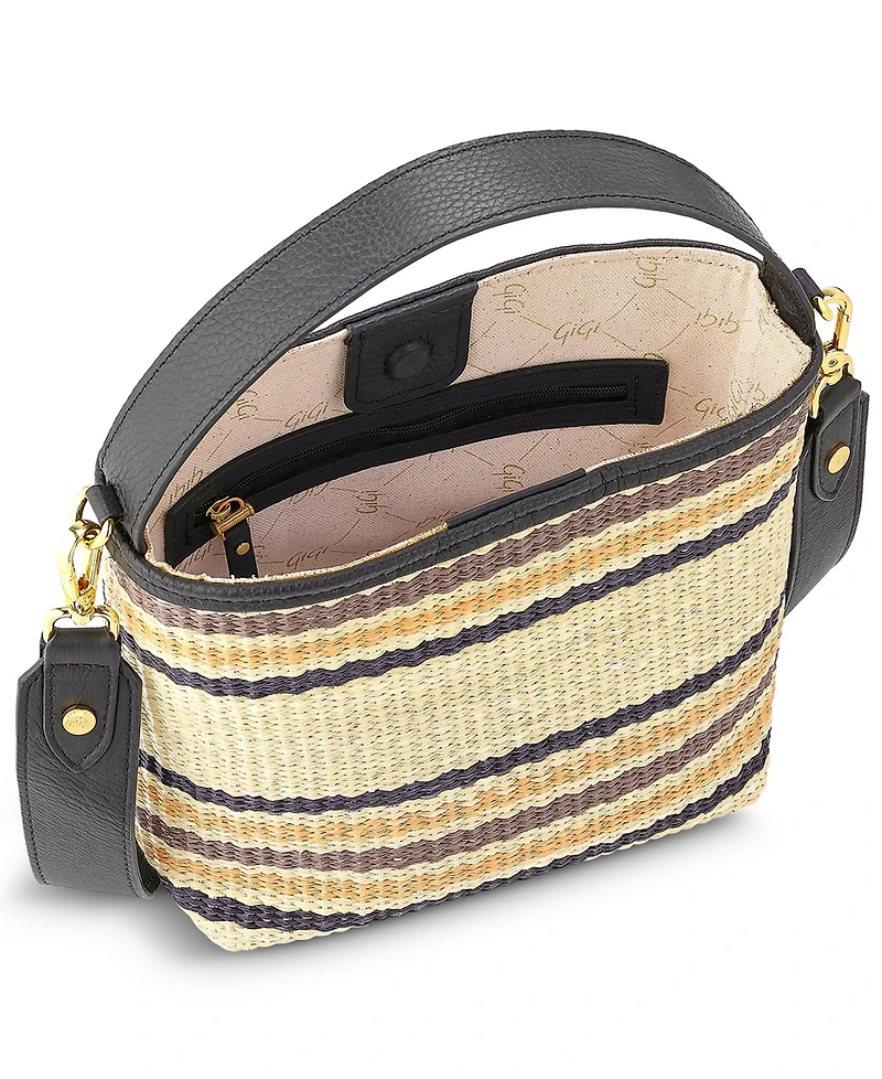 GiGi New York Tate Raffia Small Bucket Handbag