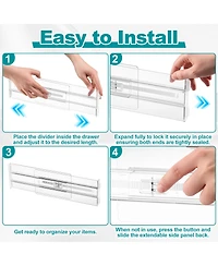 Sorbus Clear Expandable Drawer Divider Organizers for Clothes Kitchen Utensils Office Supplies and Tool Storage
