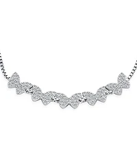 Bling Jewelry Dainty Cubic Zirconia Mirco Pave Cz Butterfly Bolo Bracelet Adjustable Slide .925 Sterling Silver