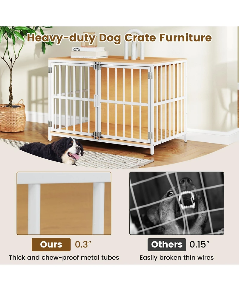 Cozito 40 in Dog Crate Furniture Kennel with Dual Lockable Double Doors