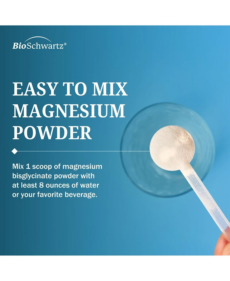 BioSchwartz Magnesium Bisglycinate Powder Supplement, Unflavored, 60 Servings, Non-gmo, Third-Party Tested, 237 Gram