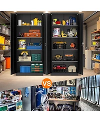 gaomon 72 Inch Lockable Metal Storage Cabinet with Adjustable Shelves, Heavy Duty Organizer for Garage Office Home Warehouse