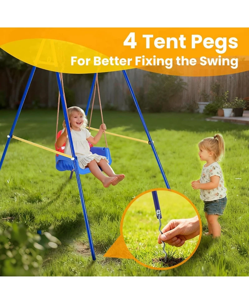 gaomon Upgraded Toddler Swing with Basketball Hoop, Baby Swing Outdoor with Detachable Design, Safety Belt, Foldable Frame for Backyard/Indoor
