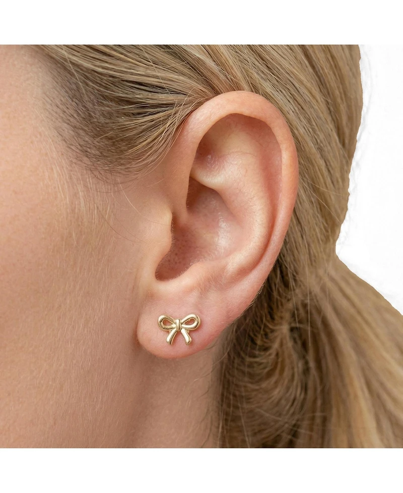The Lovery Mini Bow Screw Back Stud Earrings 14K Yellow Gold