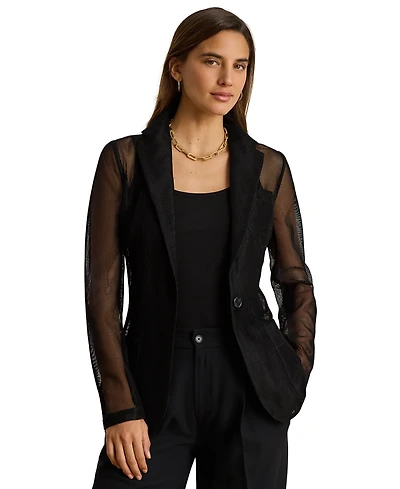 Lauren Ralph Petite Mesh Single-Button Blazer