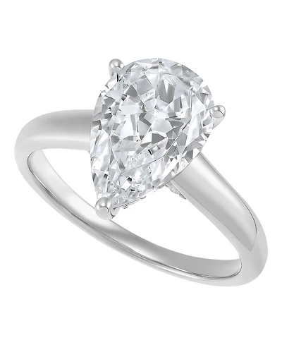 Macy's Igi Certified Lab Grown Pear Diamond (3-1/4 ct. t.w.) Ring 14k Yellow & White Gold