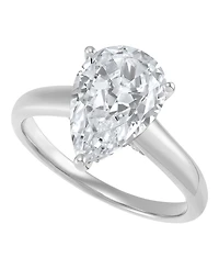 Macy's Igi Certified Lab Grown Pear Diamond (3-1/4 ct. t.w.) Ring 14k Yellow & White Gold