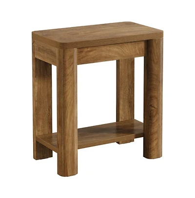 Slickblue Rustic Wood End Table with Storage for Living Room and Bedroom
