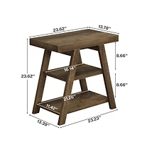 Slickblue 3-Tier Wood End Table with Storage Shelf for Living Room