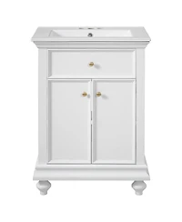 Sillysis Bathroom Vanity with Sink, Freestanding Modern Cabinet, Tip-Out Drawer, Adjustable Shelf for Small Spaces