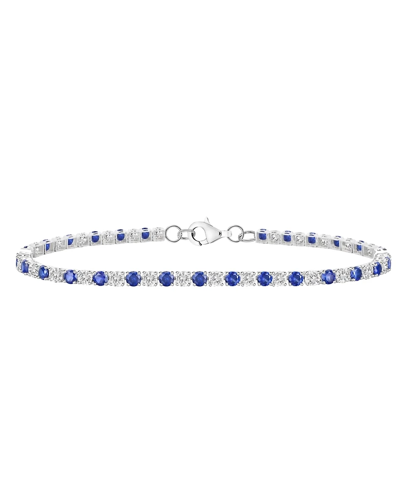 Macy's Lab-Grown Blue Sapphire (3-1/6 ct. t.w.) and White Bracelet Sterling Silver (Also Available Multi-Sto
