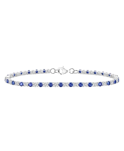 Macy's Lab-Grown Blue Sapphire (3-1/6 ct. t.w.) and White Bracelet Sterling Silver (Also Available Multi-Sto